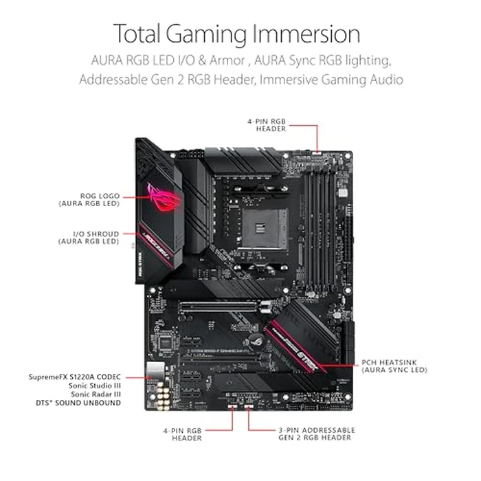 Asus ROG Strix B550-F Gaming WiFi II AMD AM4 (3rd Gen Ryzen) ATX Gaming Motherboard (PCIe 4.0,WiFi 6E, 2.5Gb LAN, BIOS Flashback, HDMI 2.1, Addressable Gen 2 RGB Header and Aura Sync) by ASUS - Image 2