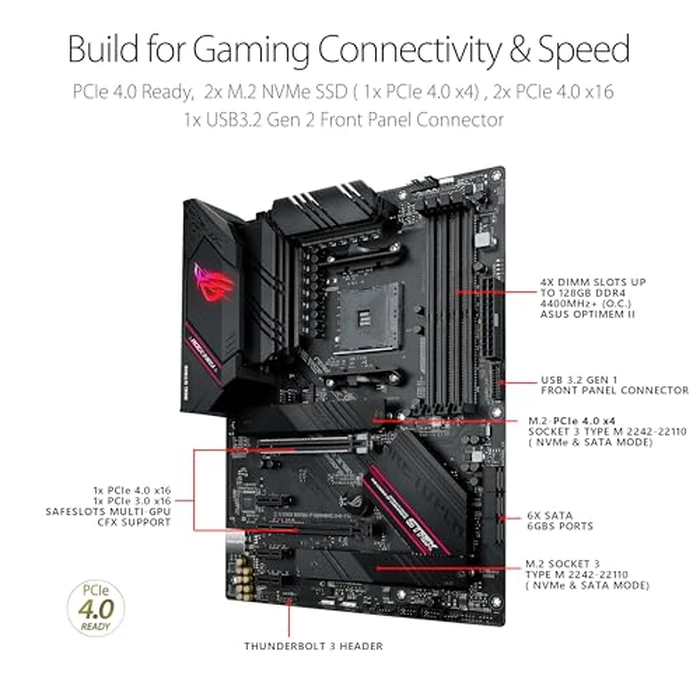 Asus ROG Strix B550-F Gaming WiFi II AMD AM4 (3rd Gen Ryzen) ATX Gaming Motherboard (PCIe 4.0,WiFi 6E, 2.5Gb LAN, BIOS Flashback, HDMI 2.1, Addressable Gen 2 RGB Header and Aura Sync) by ASUS - Image 4