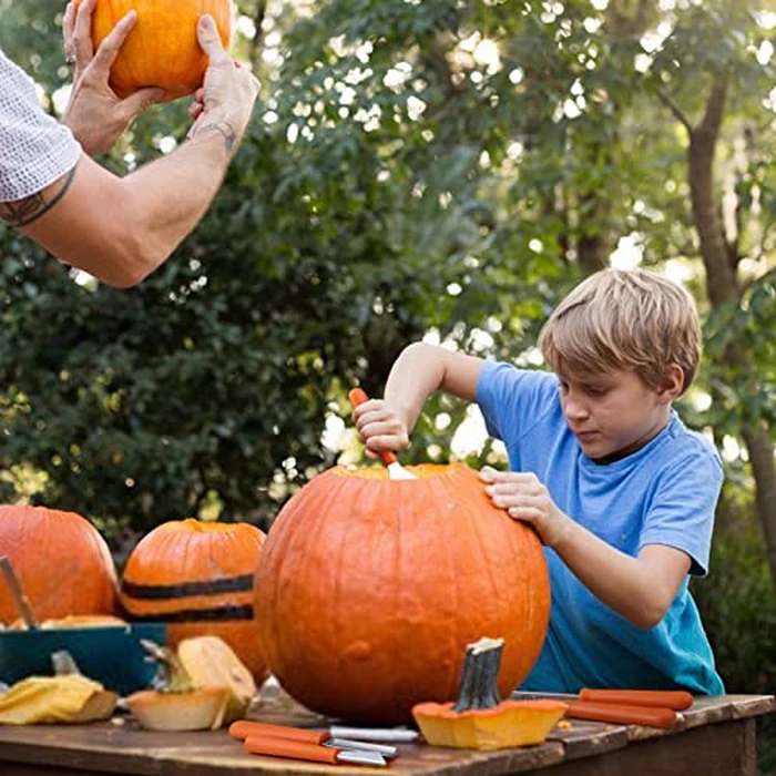 21Pcs Halloween Pumpkin Carving Kit with Stencils, Professional Heavy Duty Stainless Steel Sculpting Tools Set with Carrying Bag for Adults & Kids, Halloween Decoration Jack-O-Lanterns (Brown) by Bluepair - Image 9