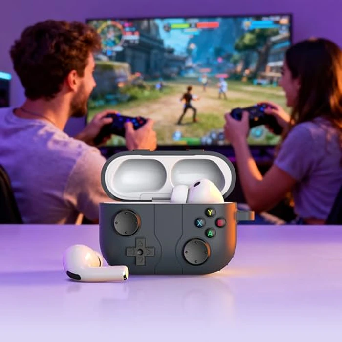 R-fun for AirPods Pro 3 Case (2025) Cover with Cleaner Kit, Classic Handheld Game Console Design Soft Skin Silicone Protective for Apple AirPods Pro 3rd Generation Charging Case,Grey by R-fun - Image 6