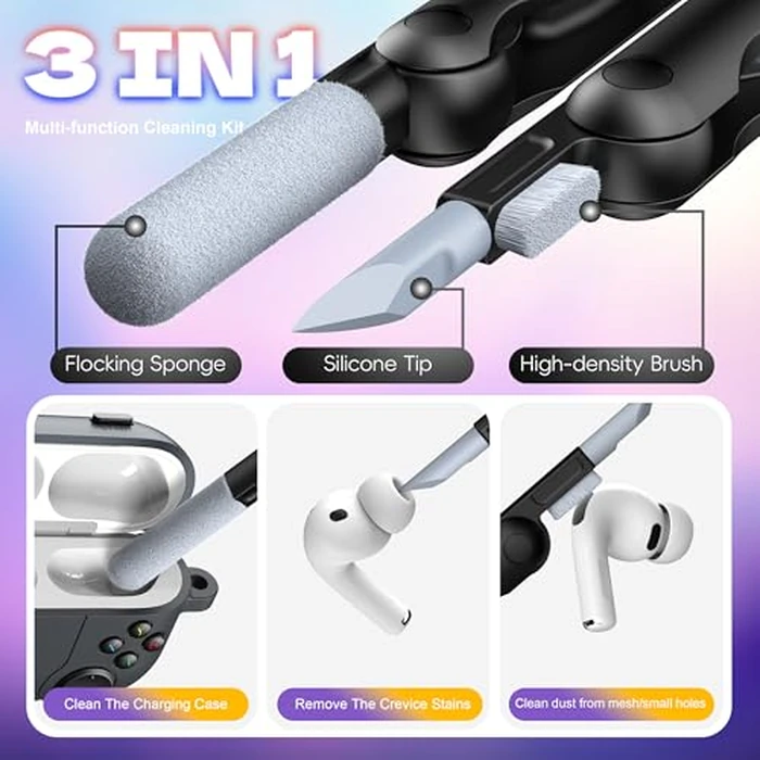 R-fun for AirPods Pro 3 Case (2025) Cover with Cleaner Kit, Classic Handheld Game Console Design Soft Skin Silicone Protective for Apple AirPods Pro 3rd Generation Charging Case,Grey by R-fun - Image 7