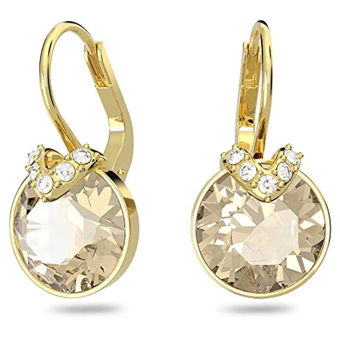SWAROVSKI Bella V Drop Pierced Earrings, Round Gold-Tone Crystals with Clear Pavé on a Gold-Tone Finished Setting, Part of the Swarovski Bella Collection by Swarovski - Used - Like New condition - US$54.69