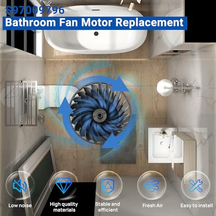 S97009796 Bathroom Fan Motor Blower Assembly for Broan Nutone 70 CFM 162/164 -E, G, J, K, L, M, 9417DN, 9427P Fan Ceiling Heater, Replaces 97009796 S97009758 S97009796B | Upgrade by PANDEELS by PANDEELS - Image 6