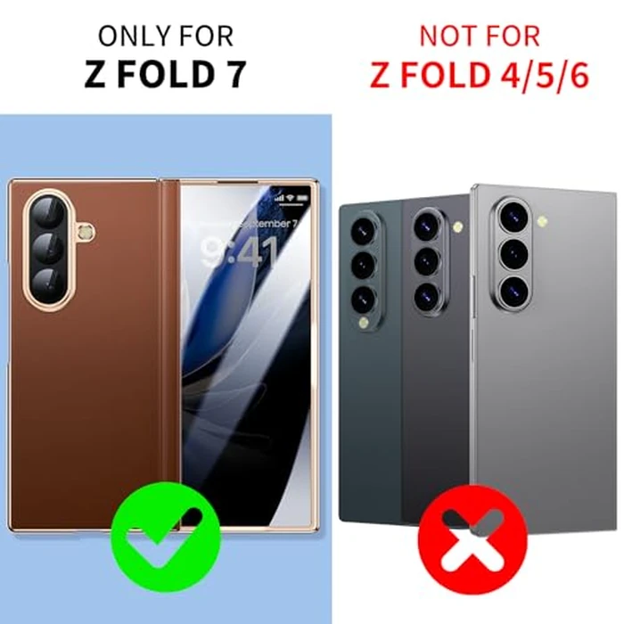 YOOVEI Magnetic for Samsung Galaxy Z Fold 7 Case Luxury Leather [Hinge Protection] Built-in [Privacy Screen Protector] [Fit for MagSafe] Camera Protection Zfold 7 Case Brown by YOOVEI - Image 8