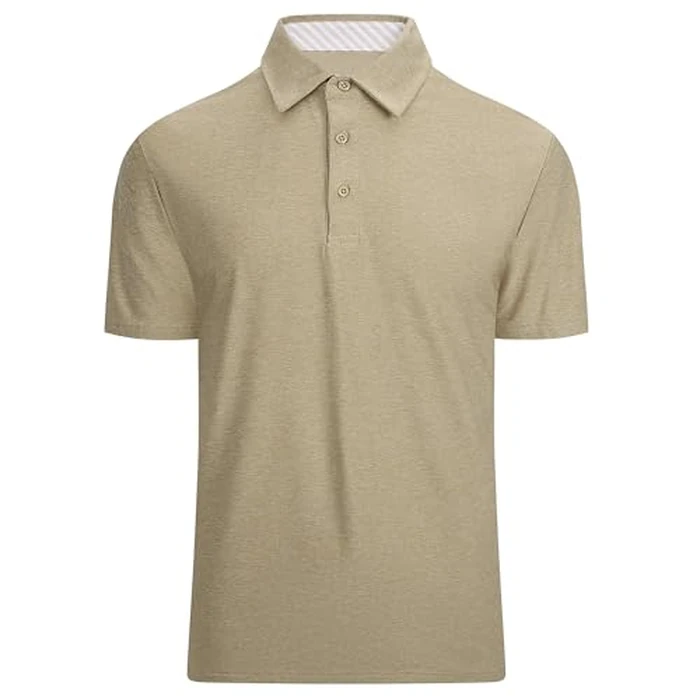 Alex Vando Mens Golf Shirt Moisture Wicking Quick-Dry Short Sleeve Casual Polo Shirts for Men,Khaki,S by Alex Vando - Used - Like New condition