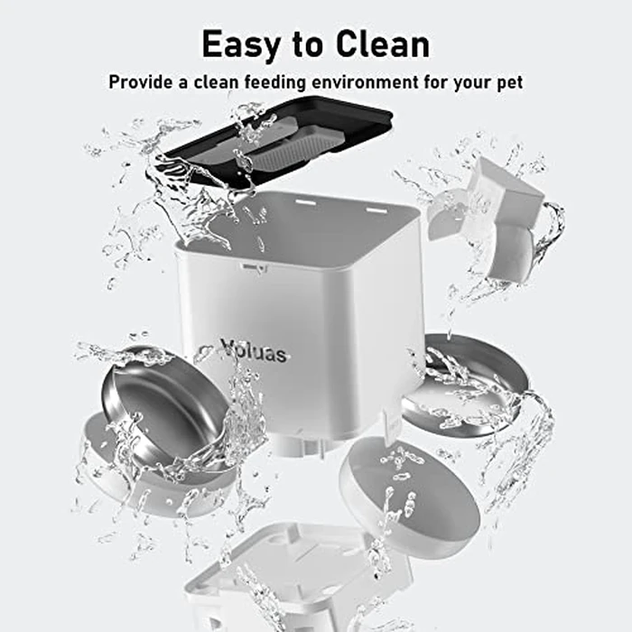 Voluas Automatic Cat Feeder for Two Cats, Double Pet Feeder with 2 Stainless Steel Bowls,6L Timed Cat Feeders with Memory Function by Voluas - Image 6