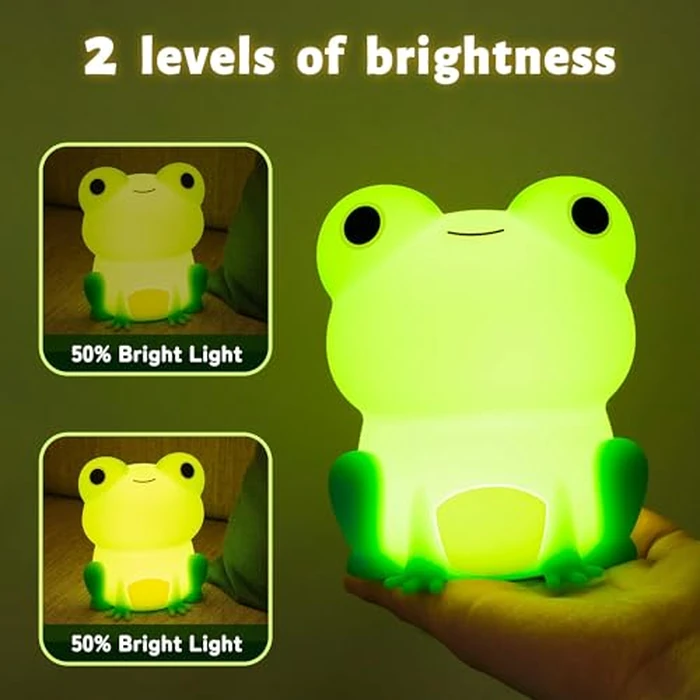 Cute Frog Night Light for Kids, Attivolife Soft Silicone Nursery Touch Bedside Lamp, Portable Rechargeable Nightlight with Dimmable Timer, Bedroom Table Desk Decor for Boy Girl Baby Xmas Birthday Gift by Attivolife - Image 3