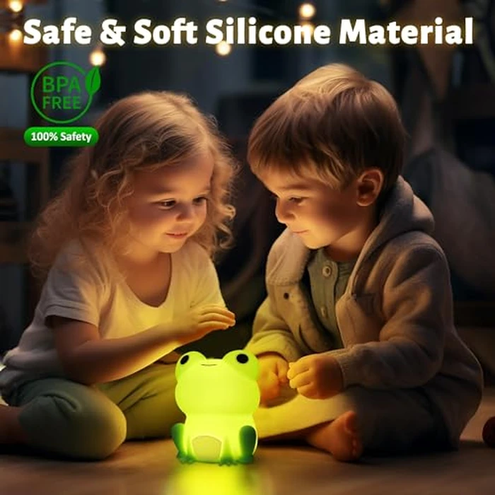 Cute Frog Night Light for Kids, Attivolife Soft Silicone Nursery Touch Bedside Lamp, Portable Rechargeable Nightlight with Dimmable Timer, Bedroom Table Desk Decor for Boy Girl Baby Xmas Birthday Gift by Attivolife - Image 5