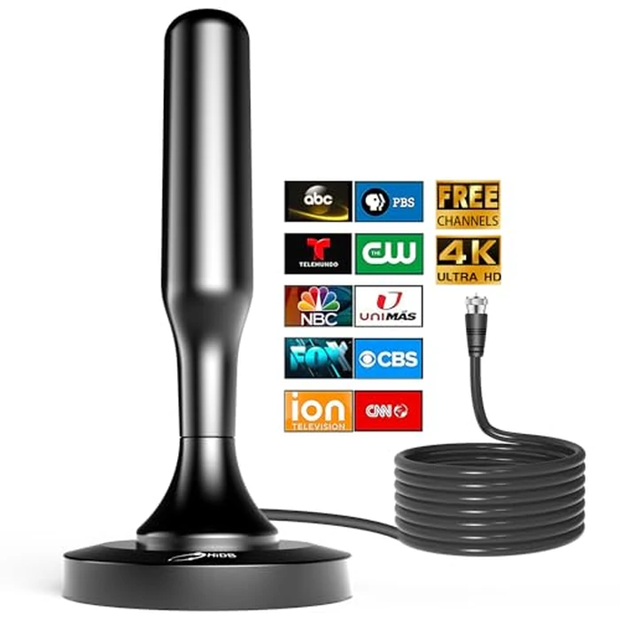 HIDB TV Antenna for Smart TV Indoor, Digital Indoor TV Antenna for Local Channels with Strong Magnetic Base, Easy Installation, Long Range Reception, 4K HD 1080P, 10ft Cables by HIDB - Image 1