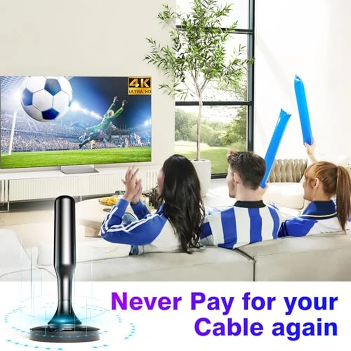 HIDB TV Antenna for Smart TV Indoor, Digital Indoor TV Antenna for Local Channels with Strong Magnetic Base, Easy Installation, Long Range Reception, 4K HD 1080P, 10ft Cables by HIDB - Image 8