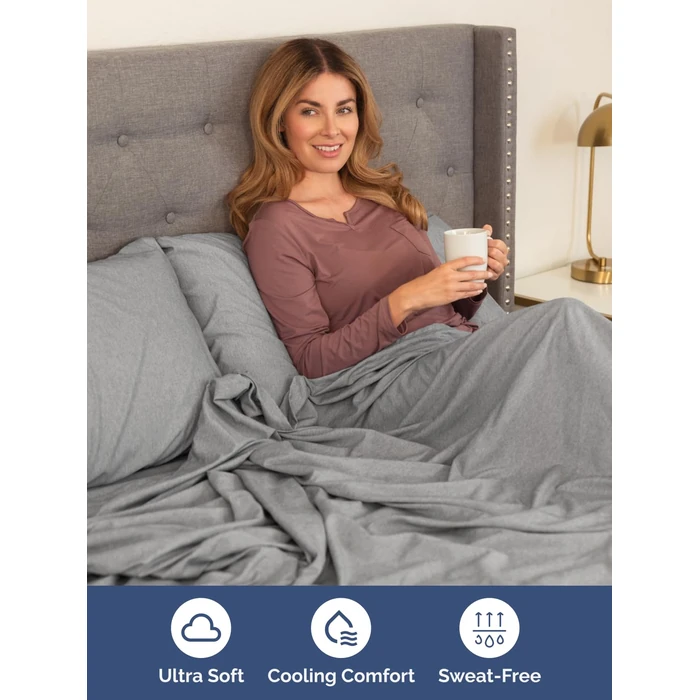 Extra Deep Cal King Sheet Set - 6 Piece Breathable & Cooling Sheets - Hotel Luxury Bed Sheets Set - Easy Fit - Soft, Wrinkle Free & Comfy Sheets Set - Heathered Grey Sheet Set w/Extra Deep Pockets by CGK Unlimited - Image 5