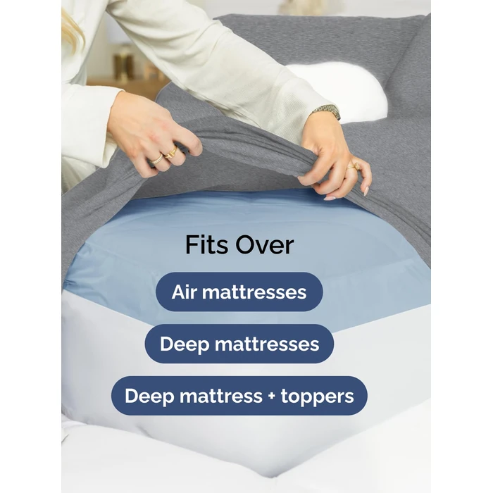 Extra Deep Cal King Sheet Set - 6 Piece Breathable & Cooling Sheets - Hotel Luxury Bed Sheets Set - Easy Fit - Soft, Wrinkle Free & Comfy Sheets Set - Heathered Grey Sheet Set w/Extra Deep Pockets by CGK Unlimited - Image 6