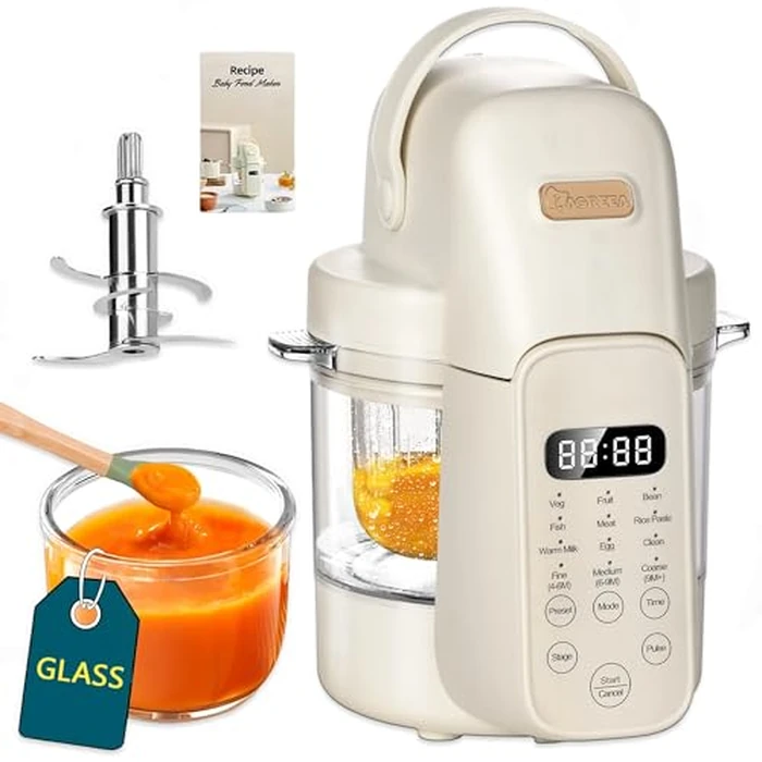IAGREEA Baby Food Maker 10 OZ Baby Food Puree Maker, Steamer Puree Blender with Three Age Groups, Auto Cooking & Grinding, 24-Hour Appointment/Self Cleans/Touch Screen Control, Manual Mode by IAGREEA - Image 1