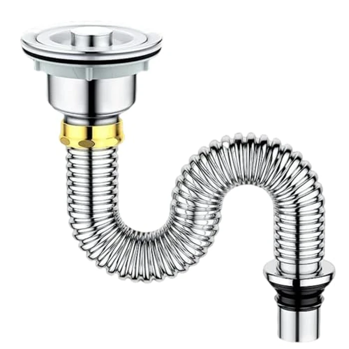 1 1/2 p trap, 201 stainless under sink plumbing kit, odor proofunder sink pipe replacement kit, suitable for bathrooms/kitchens (style-39in) by Obdqtr - Image 1