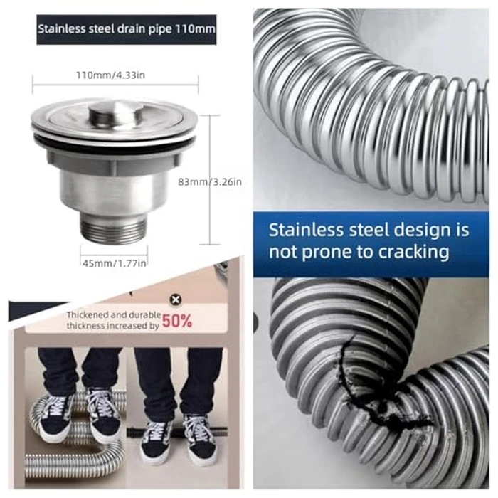 1 1/2 p trap, 201 stainless under sink plumbing kit, odor proofunder sink pipe replacement kit, suitable for bathrooms/kitchens (style-39in) by Obdqtr - Image 3