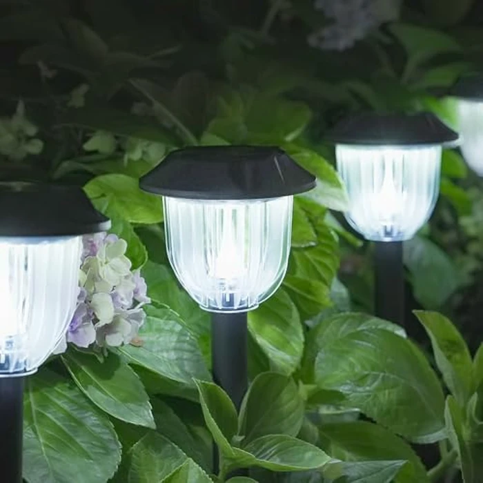 AOSEA LED Solar Lights for Outside,12000K 6 Pack Solar Lights Outdoor IP65 Waterproof,Landscape Lighting,Garden Decorative for Yard,Patio,Landscape,Pathway,Sidewalk,Driveway,Lawn (Cold White) by AOSEA - Used - Very Good condition