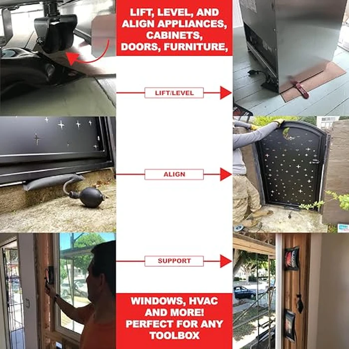 The Original Rhino Strong Commercial Grade Air Wedge Bag Pump Professional Leveling Kit & Alignment Tool Inflatable Shim Bag 3 Piece (Small, Medium, Large). 3 sizes for all of your individual needs. by Rhino Strong - Image 3