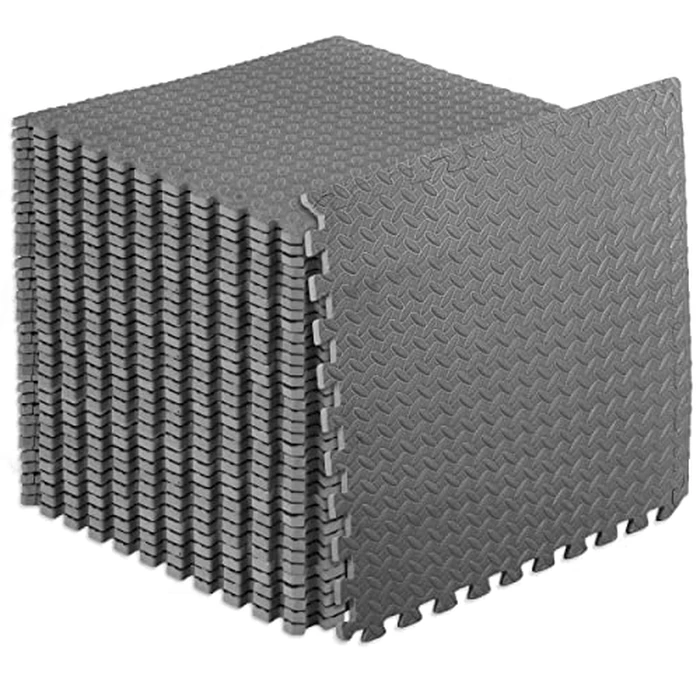 ProsourceFit Puzzle Exercise Mat ½ in, EVA Interlocking Foam Floor Tiles for Home Gym, Mat for Home Workout Equipment, Floor Padding for Kids, Grey, 24 in x 24 in x ½ in, 144 Sq Ft - 36 Tiles by ProsourceFit - Used - Very Good condition