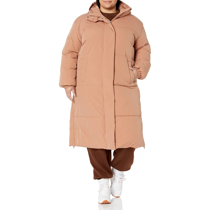 Amazon Essentials Women's Oversized Long Hooded Insulated Puffer Jacket (Available in Plus Size), Light Brown, 2X by Amazon Essentials - Image 5