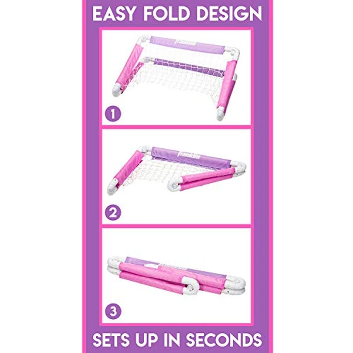 Franklin Sports Kids Soccer Goal with Ball and Pump 24inch x 16inch Folding Goal Great for Backyard or Indoor Play Pink/Purple by Franklin Sports - Image 4