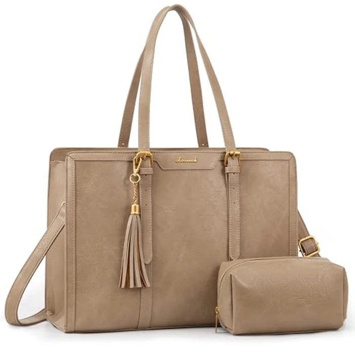 LOVEVOOK Laptop Bag for Women Vintage Leather Work Tote 15.6 inch Large Capacity Computer bag with Clutch Purse for Office, Travel, School, Casual by LOVEVOOK - Used - Very Good condition - US$44.97