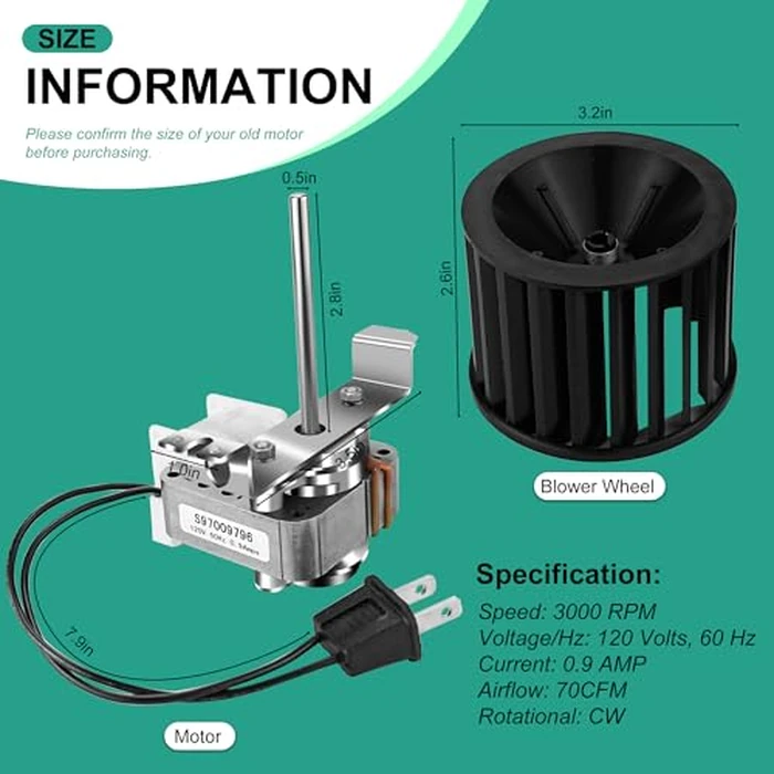 AMI PARTS Upgraded S97009796 Bathroom Fan Motor Blower Assembly Fit for Bro-an Nu-Tone Bulb Ceiling Heaters 162-E、G、J、K、L、M and 164-E、G、J、K、L、M, Replaces 97009796, S97009796B, S97009758 by AMI PARTS - Image 2