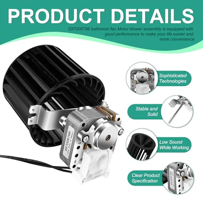 AMI PARTS Upgraded S97009796 Bathroom Fan Motor Blower Assembly Fit for Bro-an Nu-Tone Bulb Ceiling Heaters 162-E、G、J、K、L、M and 164-E、G、J、K、L、M, Replaces 97009796, S97009796B, S97009758 by AMI PARTS - Image 3