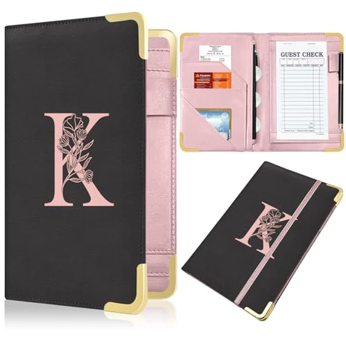 YeeCASE Server Book, Alphabet Waitress Book for Waitress, Leather Waitess Book with Zipper Pocket, Server Manual Checkbook Fits Server Apron (K) by YeeCASE - Used - Like New condition
