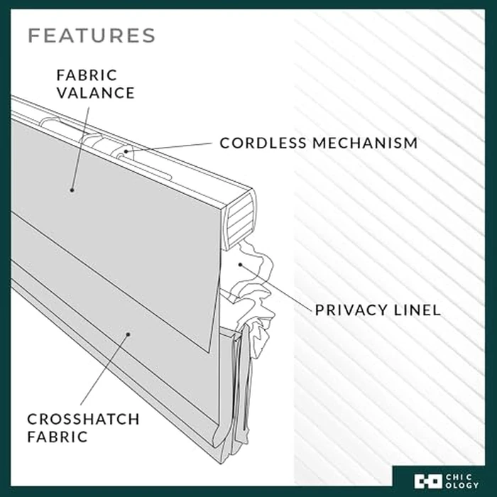 CHICOLOGY Roman Shades for Windows, Window Treatments, Roman Shades, Roman Window Shades, Room Darkening Shades, Window Shades, 34.5" W X 64" H, Belgian Flax (Privacy & Light Filtering) by Chicology - Image 5
