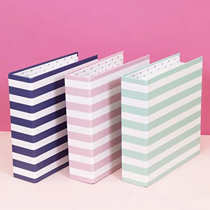 Craftelier - Album in Cardboard Coated with Print | System of 2 Metal D-Rings | Hard and Resistant Covers (Mint Stripes) by Craftelier - Image 6