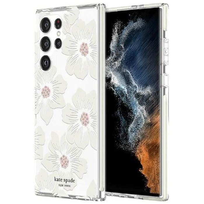 Incipio Kate Spade New York Defensive Hardshell Phone Case for Galaxy S22 Ultra - Hollyhock Floral Clear by Incipio - Refurbished - Good condition - US$8.28