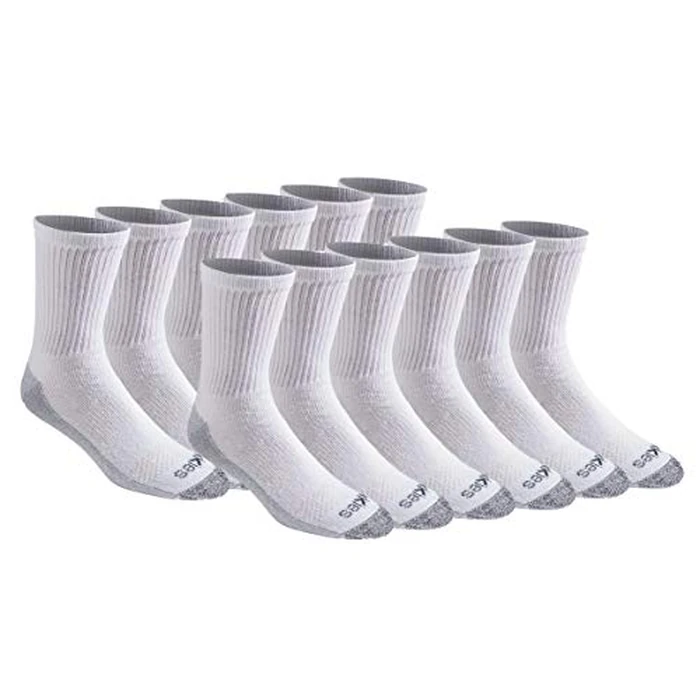 Dickies Men's Dri-Tech Mid-Crew Comfort Length Moisture Control Socks, Available in M-XL (6, 12 Pairs), Comfort Length White (12 Pairs), Large by Dickies - Used - Very Good condition