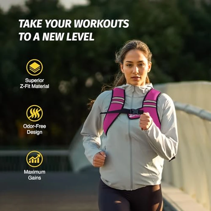 ZELUS Weighted Vest, Washable Z-Fit Soft Iron Weighted Vest for Women and Men, 5/10/15 lb Weight Vest with Reflective Strips & Adjustable Straps, Ultra Thin Weight Vest for Gym Strength Training (15lb) Pink by ZELUS - Image 6
