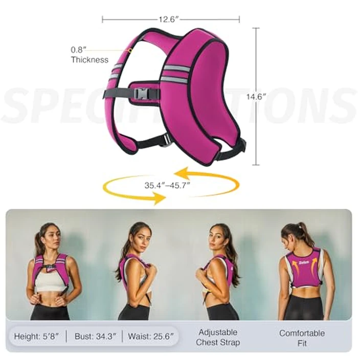 ZELUS Weighted Vest, Washable Z-Fit Soft Iron Weighted Vest for Women and Men, 5/10/15 lb Weight Vest with Reflective Strips & Adjustable Straps, Ultra Thin Weight Vest for Gym Strength Training (15lb) Pink by ZELUS - Image 7
