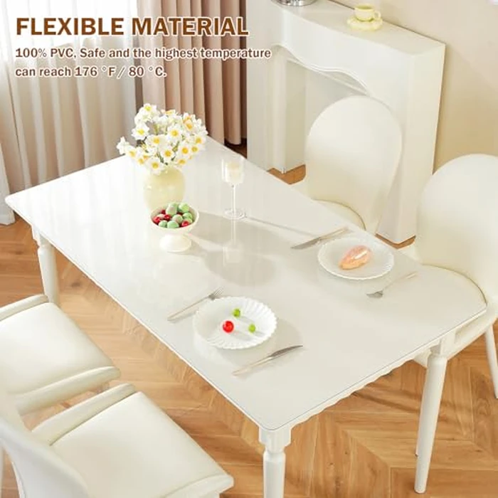 Royhom Clear Table Cover Protector 24 x 72 Inch, 1.5 mm Thick Clear Plastic Table Cover Protector, PVC Desk Mat, Easy to Clean, Waterproof Tablecloth for Kitchen, Dinning Room by Royhom - Image 3