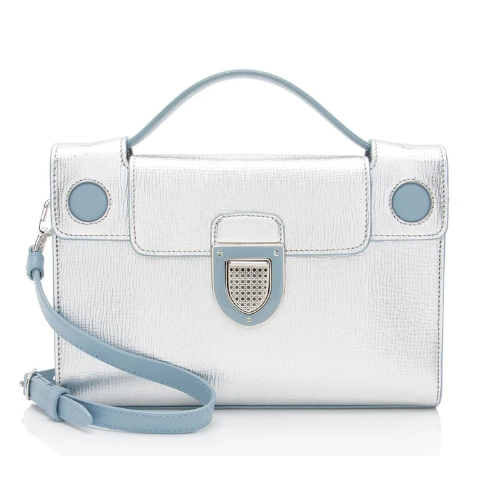 Dior Metallic Calfskin Diorever Top Handle - Calfskin - Blue/Silver by Dior - Refurbished - Excellent condition - US$665.99