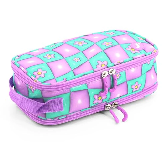 J World New York Doodle Large Capacity Pencil Case. 2 Compartment Pouch Pen Bag for School Teen Girl Boy Women, Puffy Flower by J World New York - Used - Very Good condition - US$12.58