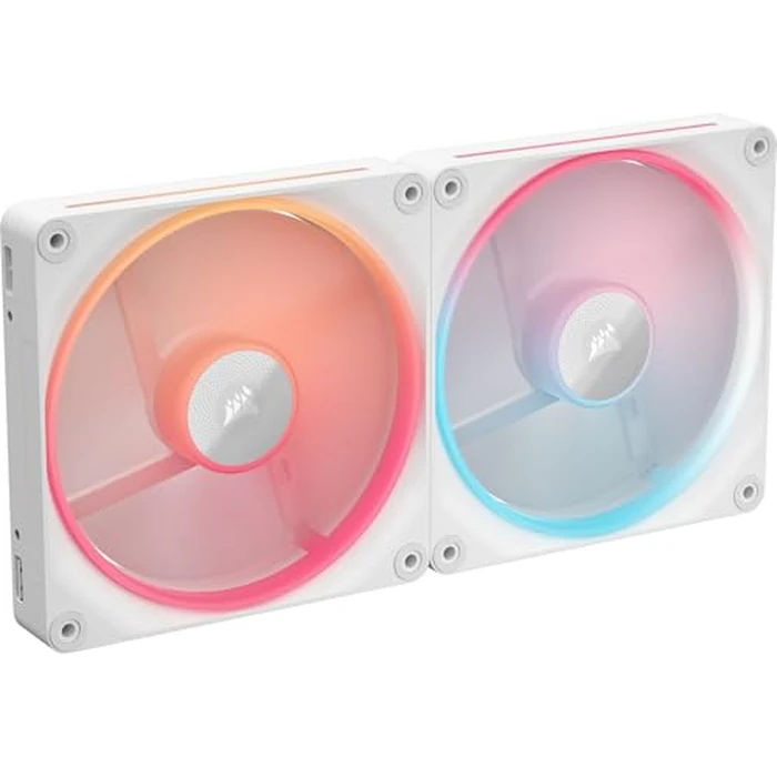 CORSAIR iCUE Link LX140-R RGB 140mm PWM Reverse Fans - Dual Fan Kit - Low-Noise, CORSAIR Magnetic Dome Bearing, Dual Light Loops, CORSAIR QuikTurn(TM) Screws, Zero RPM Mode - White by Corsair - Used - Like New condition - CA$131.61