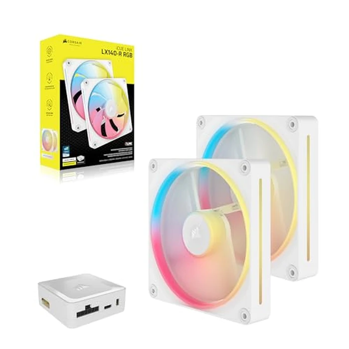 CORSAIR iCUE Link LX140-R RGB 140mm PWM Reverse Fans - Dual Fan Kit - Low-Noise, CORSAIR Magnetic Dome Bearing, Dual Light Loops, CORSAIR QuikTurn(TM) Screws, Zero RPM Mode - White by Corsair - Image 9