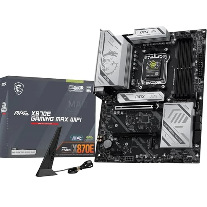 MSI MAG X870E Gaming MAX WiFi Motherboard, ATX - Supports AMD Ryzen 9000/8000 / 7000 Processors, AM5 - DDR5 Memory Boost (up to 8200+ MT/s OC), PCIe 5.0 x16, M.2 Gen5, Wi-Fi 7, 5G LAN by MSI - Used - Good condition - CA$302.21