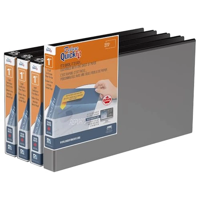 QuickFit Heavy-Duty Landscape Legal Binder, Round Ring, 8 1/2 Inches by 14 Inches, Round Ring, Black, Pack of 4 by QUICK FIT - Used - Very Good condition - CA$13.11