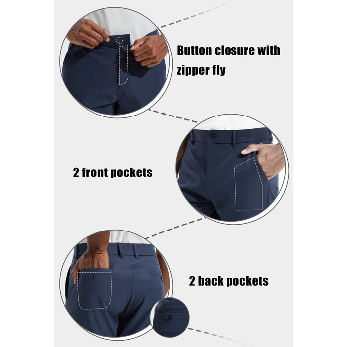 Men's Golf Pants 30" Quick Dry Lightweight Classic Fit Stretch Work Dress Business Casual Pants for Men Comfy Lounge Trousers with Pockets, Navy, 34W x 30L by Libin - Image 3