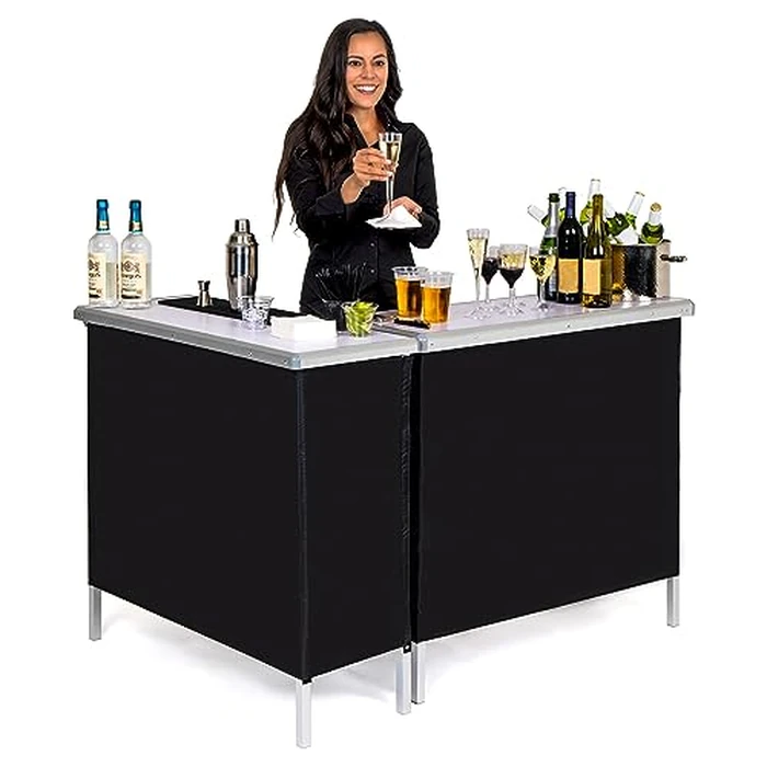 GoBar Portable Double Bar Table Set - Mobile Bartender Station for Events - Includes Carrying Case - Standard or LED by GoBar - Used - Like New condition