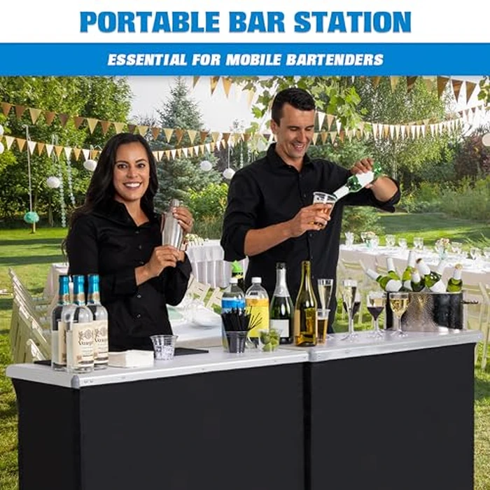 GoBar Portable Double Bar Table Set - Mobile Bartender Station for Events - Includes Carrying Case - Standard or LED by GoBar - Image 2
