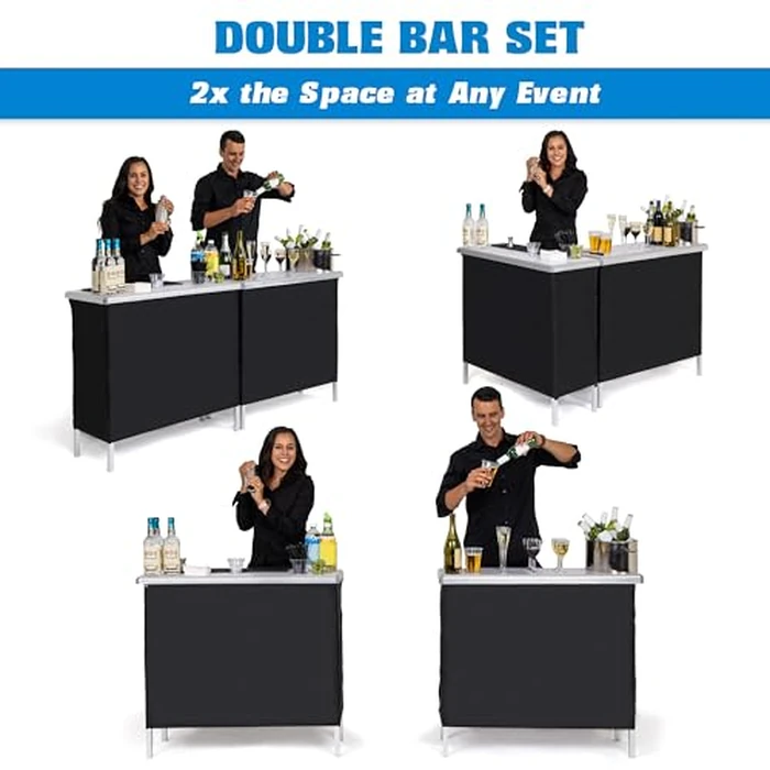 GoBar Portable Double Bar Table Set - Mobile Bartender Station for Events - Includes Carrying Case - Standard or LED by GoBar - Image 3