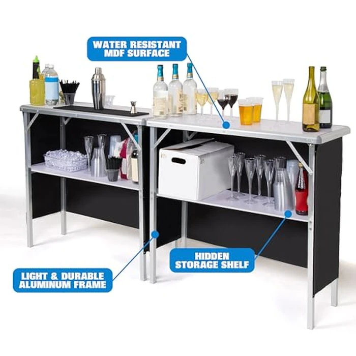 GoBar Portable Double Bar Table Set - Mobile Bartender Station for Events - Includes Carrying Case - Standard or LED by GoBar - Image 5