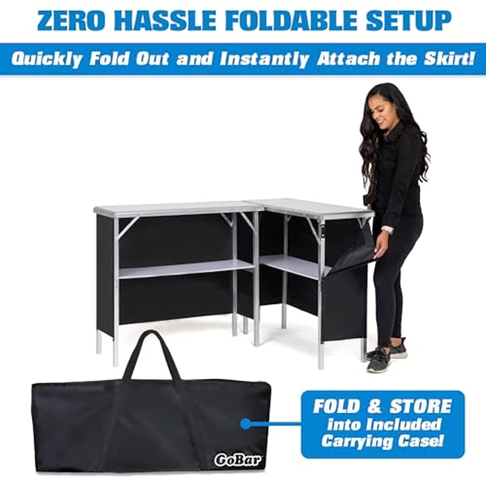 GoBar Portable Double Bar Table Set - Mobile Bartender Station for Events - Includes Carrying Case - Standard or LED by GoBar - Image 6