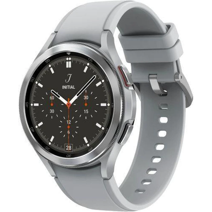 Samsung Galaxy Watch4 (Bluetooth + LTE) - 16GB - 42mm - Silver Classic (Stainless Steel) Case with Silver Fluoroelastomer Ridge Sports Band by Samsung - Image 2