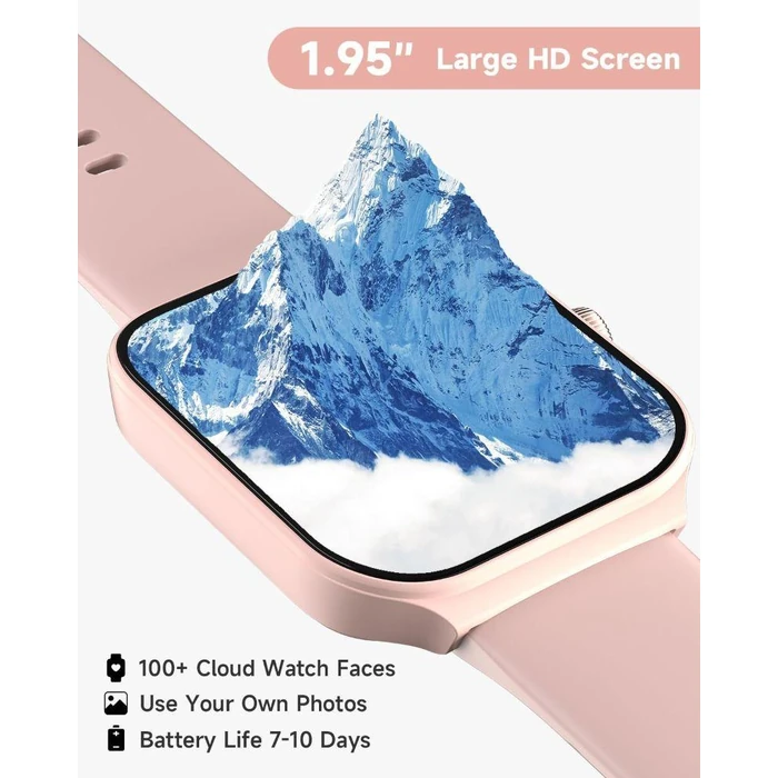 TOOBUR IDW16 Smartwatch - 49mm - Pink Plastic Case with Pink Silicone Silicone Band by TOOBUR - Image 4