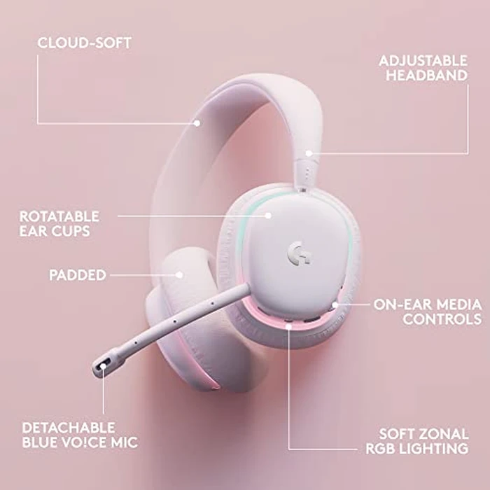 Logitech G735 Wireless Gaming Headset, Customizable LIGHTSYNC RGB Lighting, Lightspeed, Bluetooth, 3.5 MM Aux Compatible with PC, Mobile Devices, Detachable Mic - White Mist by Logitech - Image 7